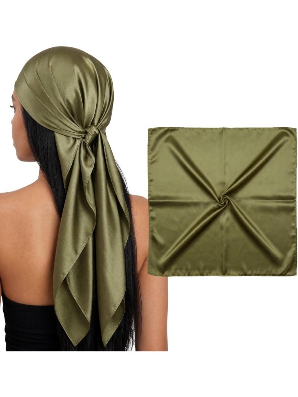 Luxurious 100% Mulberry Silk Large Head Scarf Bandana - 36" Square, 19 Momme